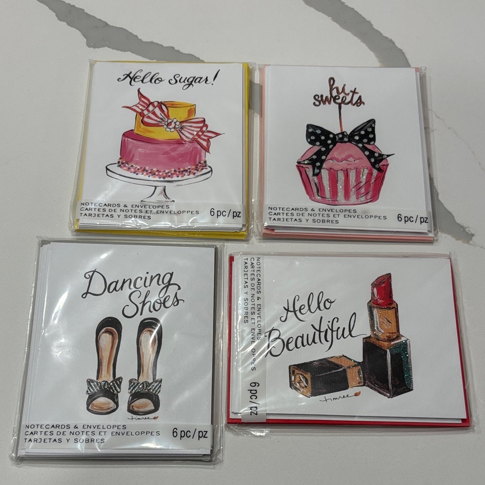 Timree Notecards w/ Envelopes..Set of 4 Designs…6 Cards in ea.Pack= 24 Cards